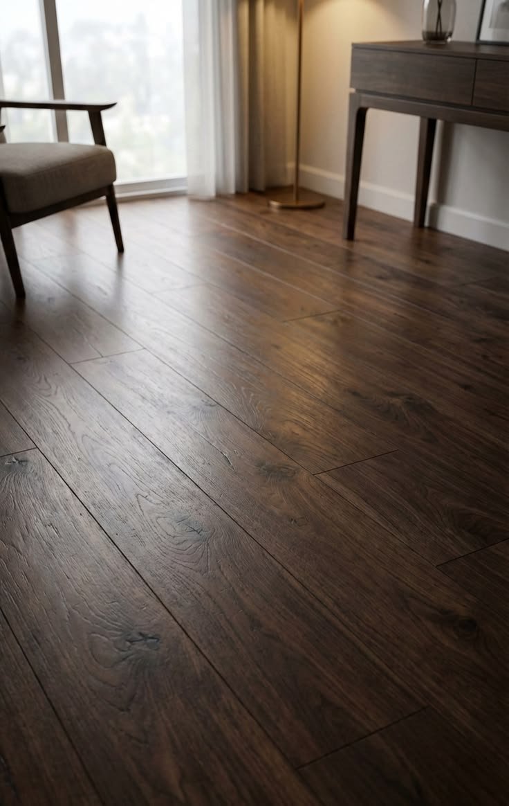 Solid wood and dark walnut wooden flooring in Hyderabad for luxury interiors