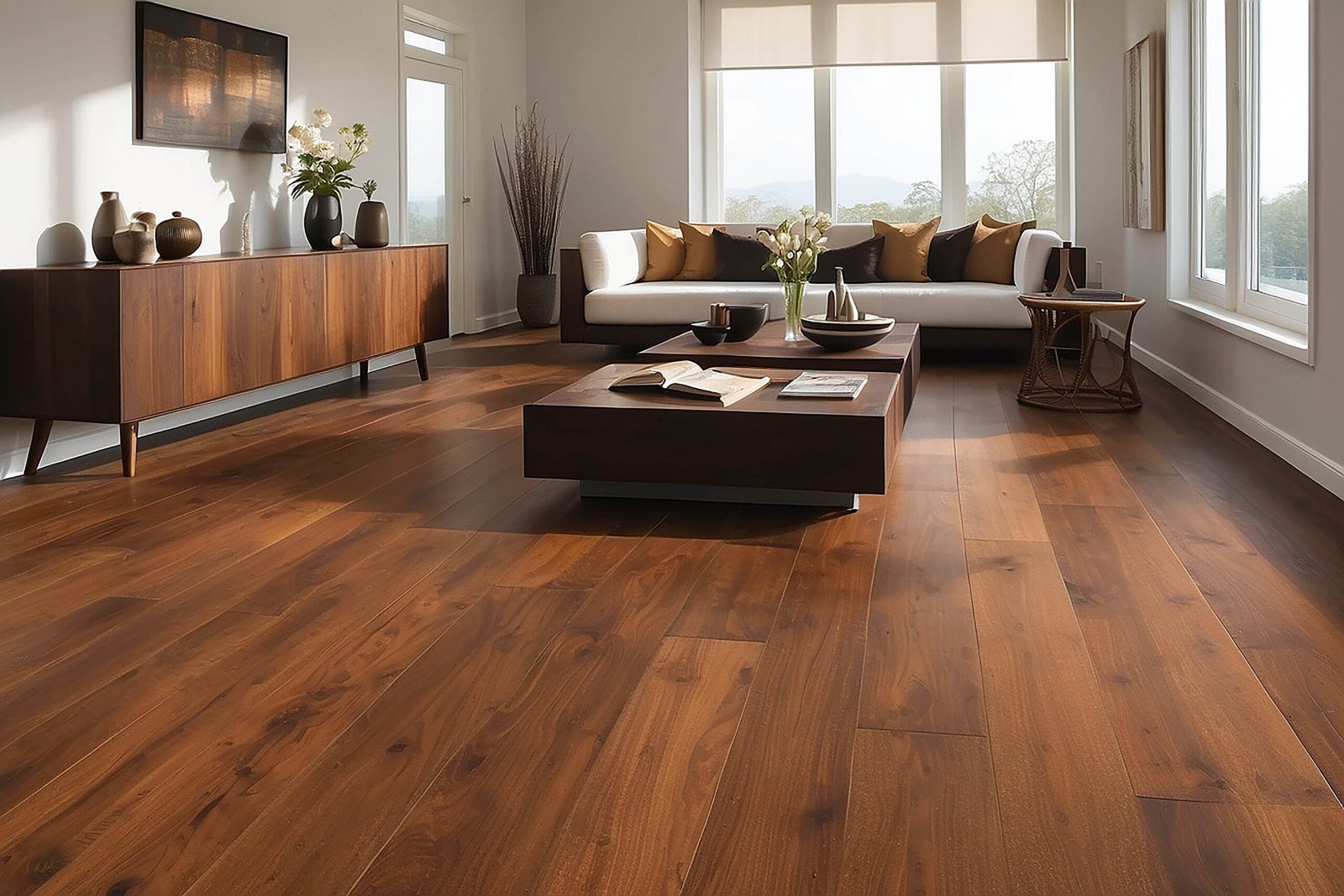 Brown wooden flooring in Hyderabad